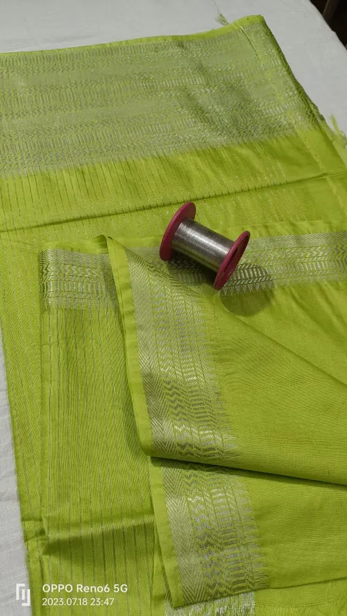 Elegant Mangalagiri Cotton Saree with Silver Zari Woven Borders